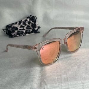 Blenders Polarized “Gemstone Gal” Sunglasses White Marble Frame Rose Gold Lens